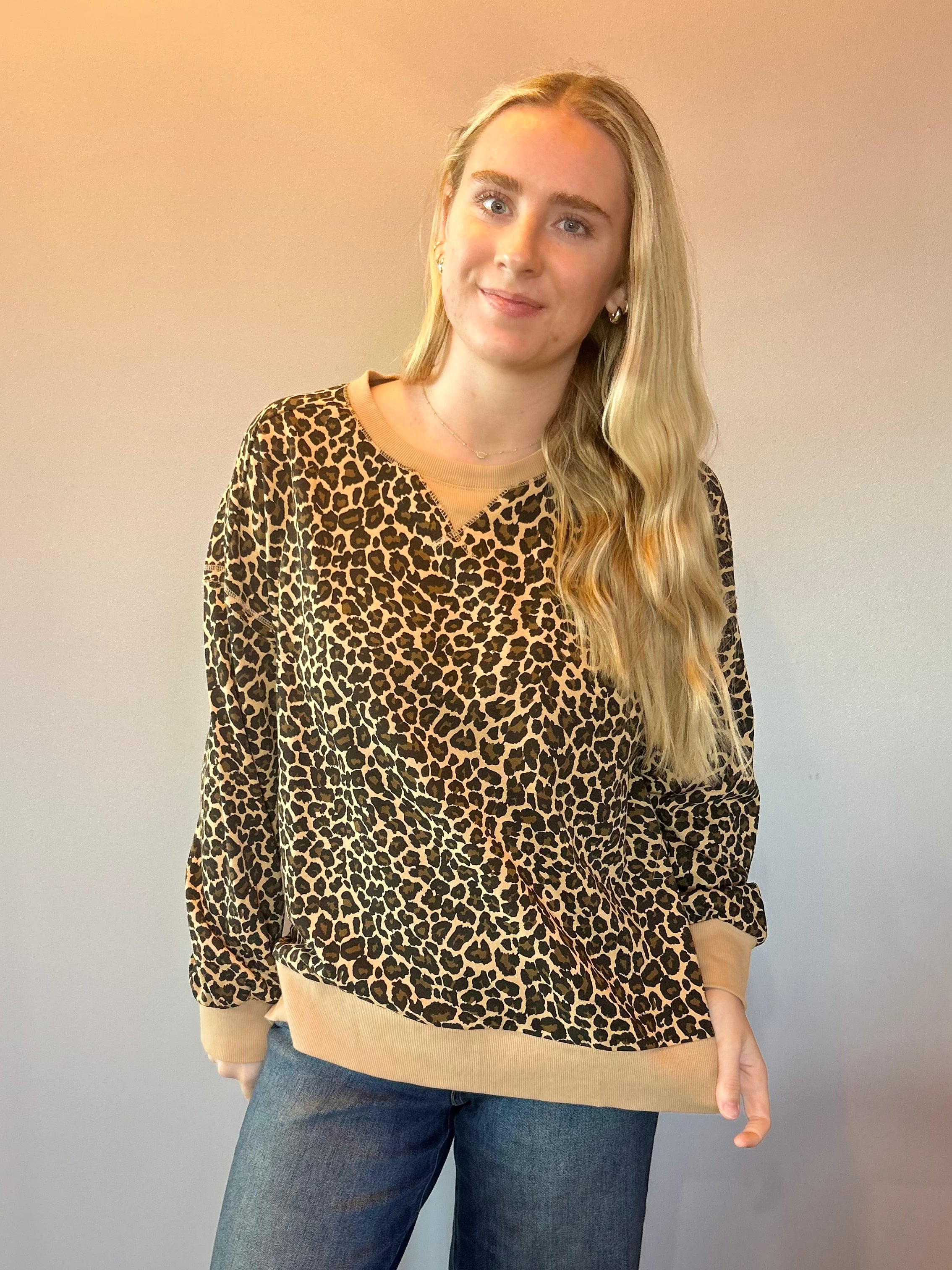 Wild at Heart Leopard Oversized Knit Top