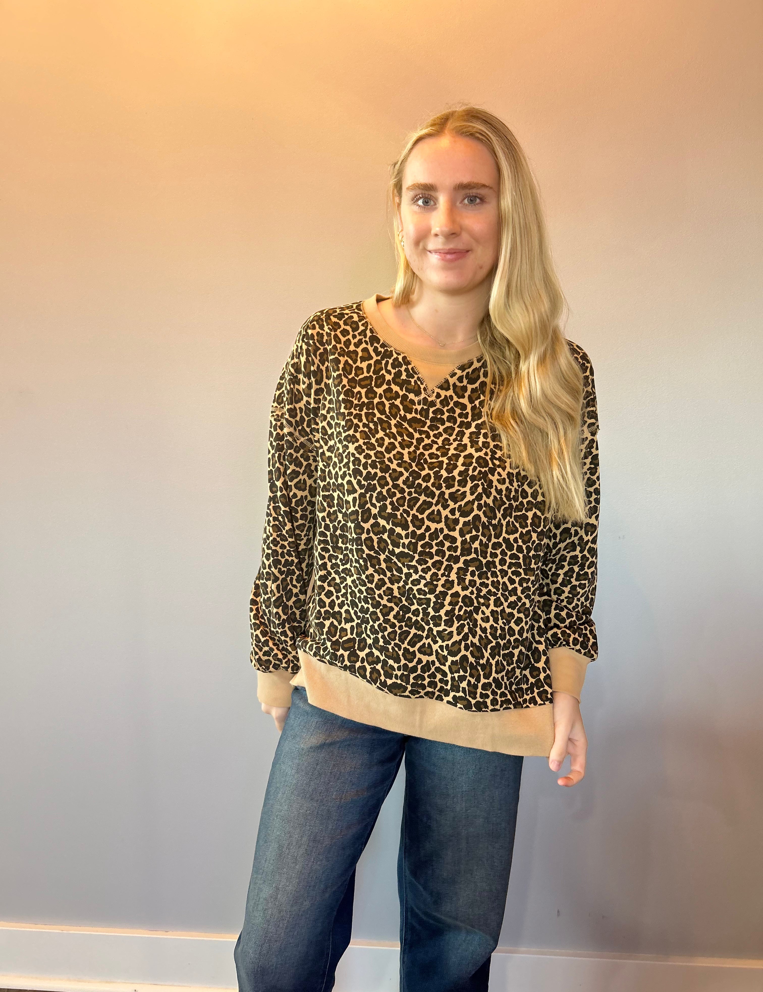 Wild at Heart Leopard Oversized Knit Top