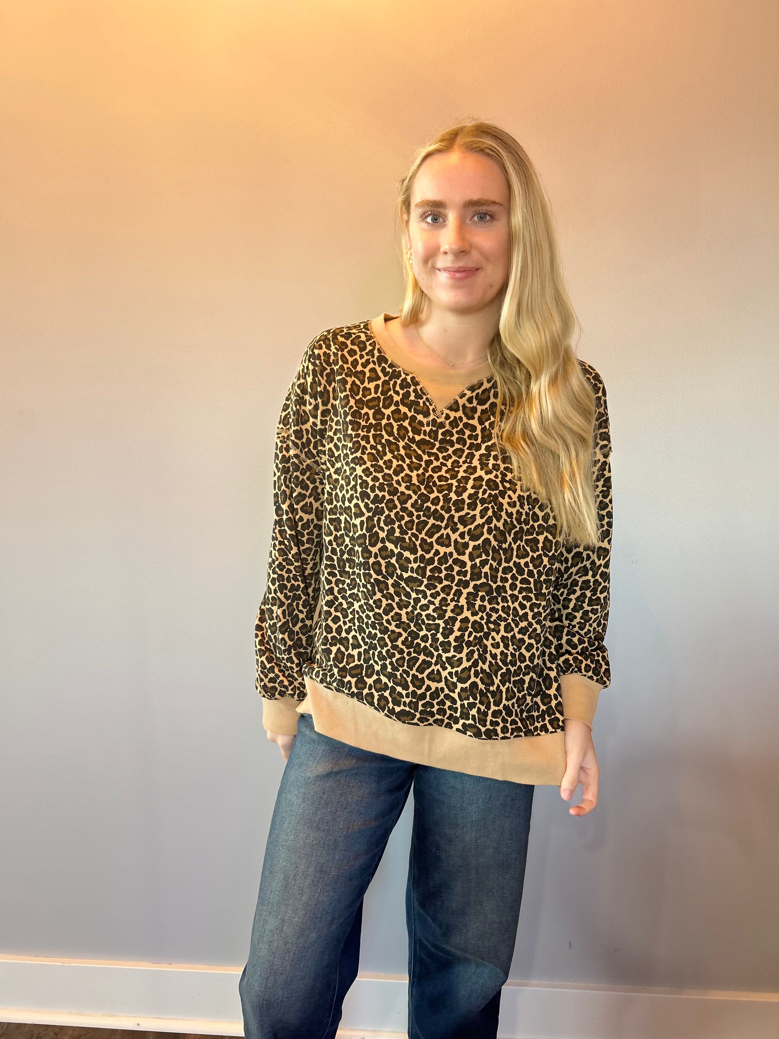 Wild at Heart Leopard Oversized Knit Top