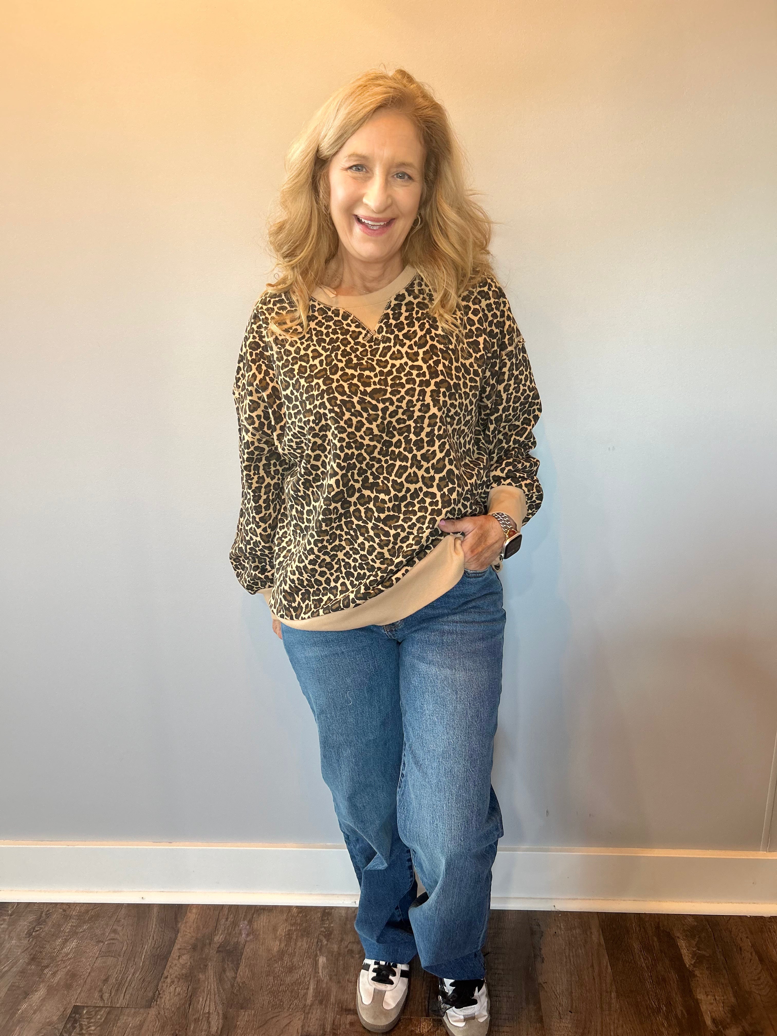 Wild at Heart Leopard Oversized Knit Top