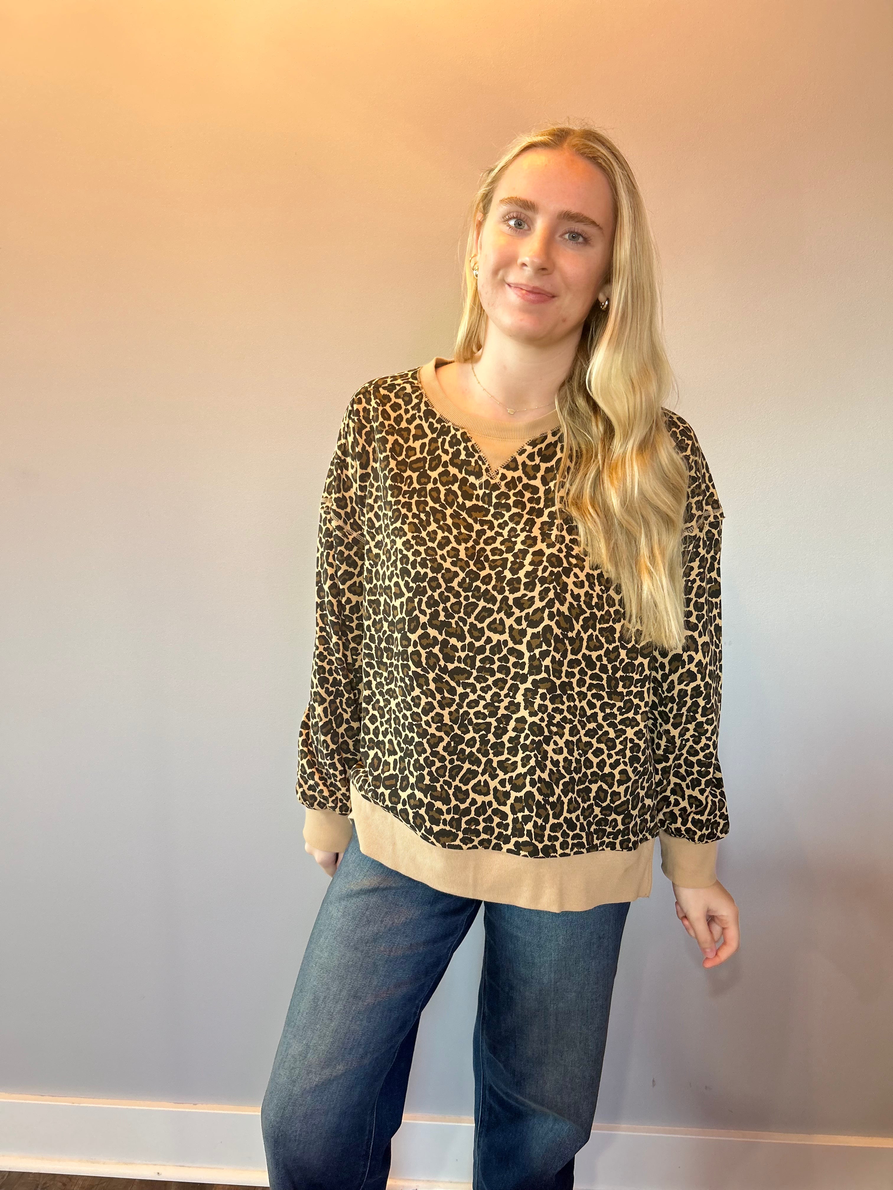 Wild at Heart Leopard Oversized Knit Top