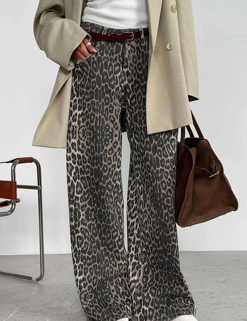 Wildly Chic Leopard Wide-Leg Pants