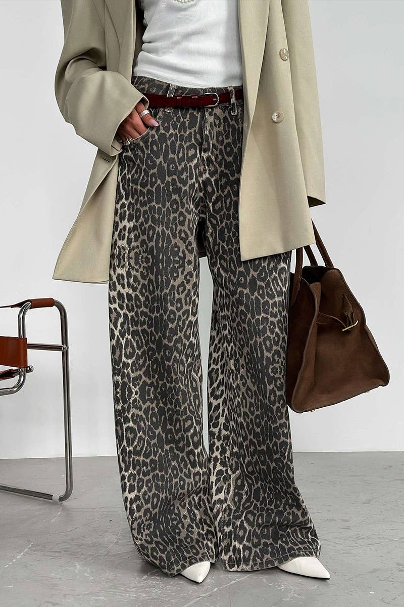 Wildly Chic Leopard Wide-Leg Pants