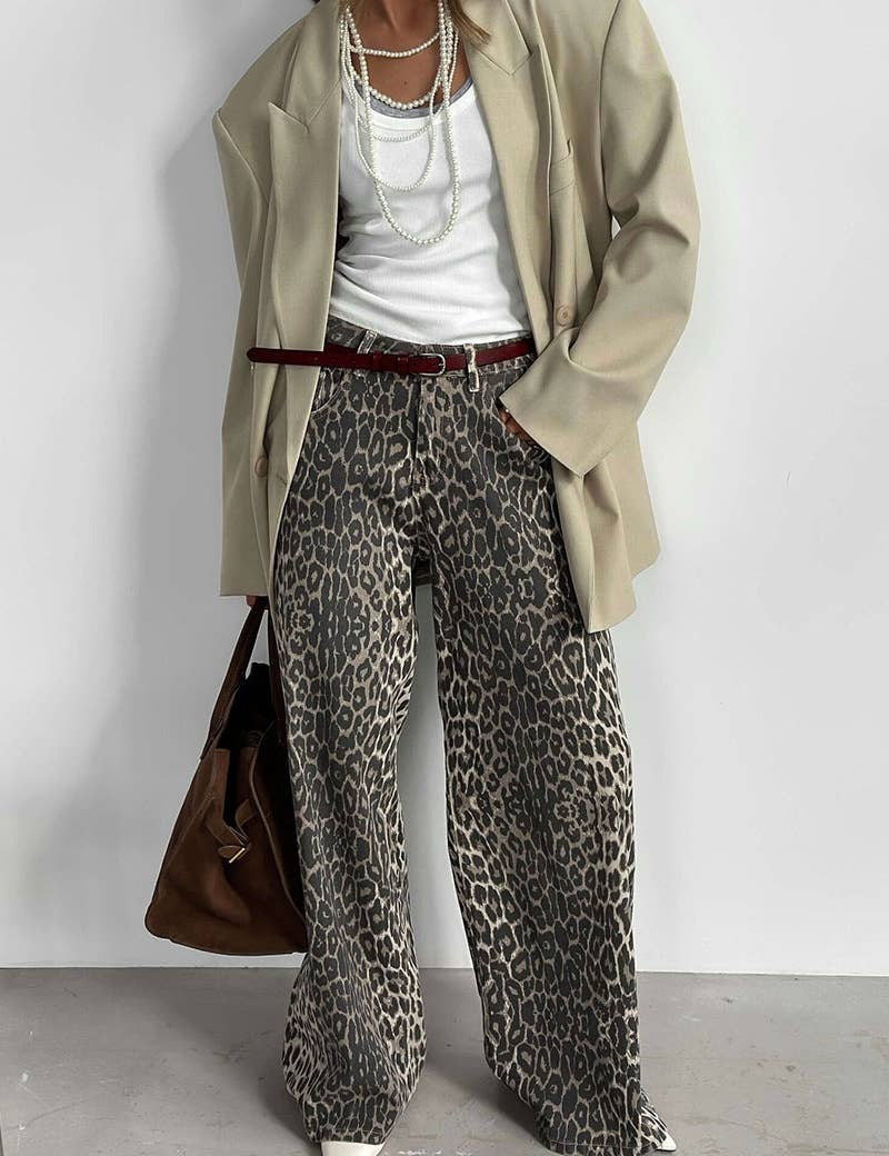 Wildly Chic Leopard Wide-Leg Pants