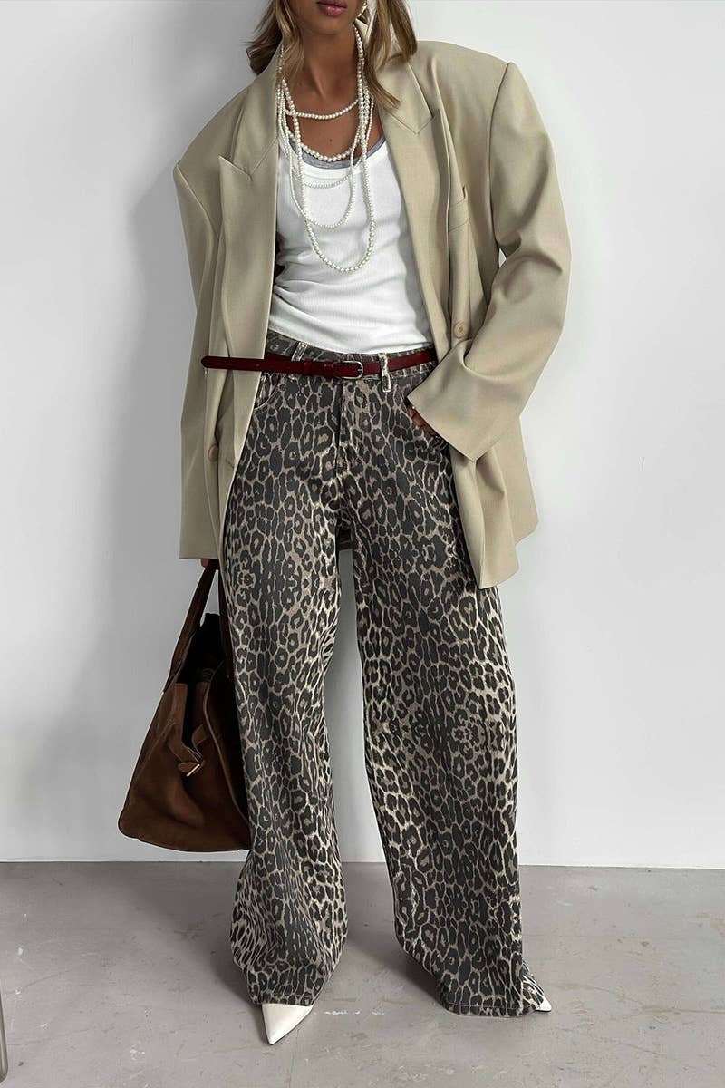 Wildly Chic Leopard Wide-Leg Pants