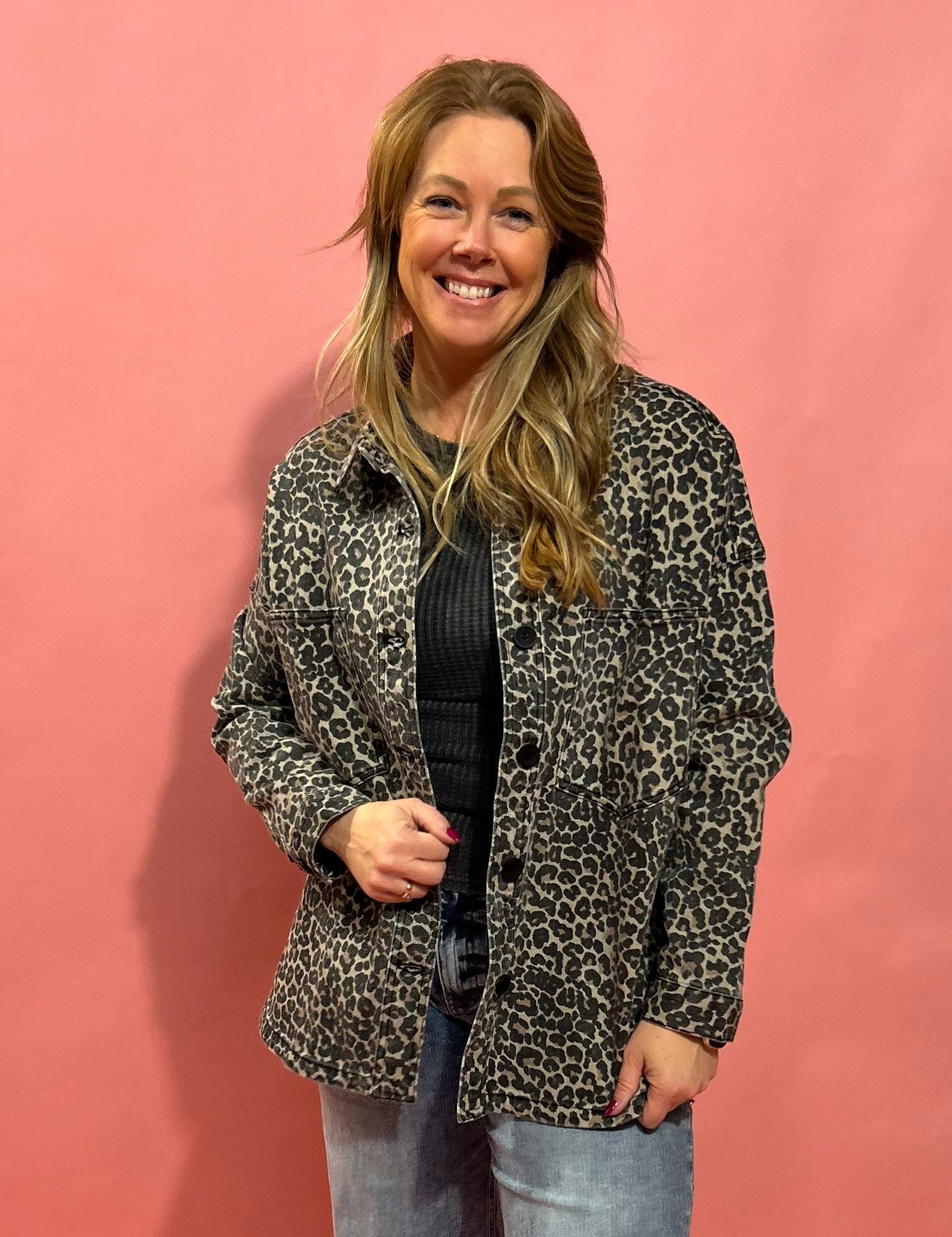 Woodlen Feels Leopard Print Denim Jacket