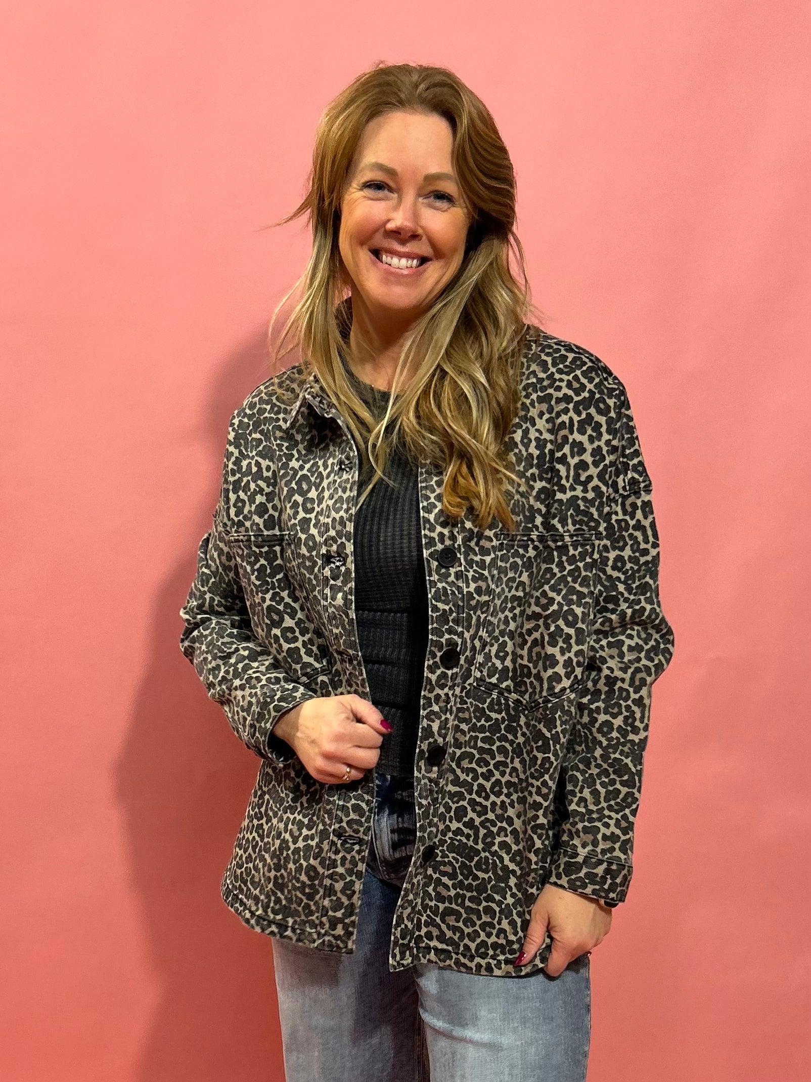 Woodlen Feels Leopard Print Denim Jacket