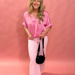 Work-Life Balance V-Neck Blouse in Pink