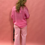 Work-Life Balance V-Neck Blouse in Pink