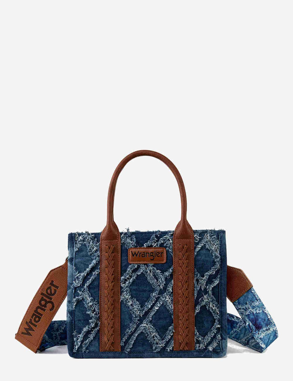 Wrangler Denim Frayed Fringe Crossbody Canvas Tote