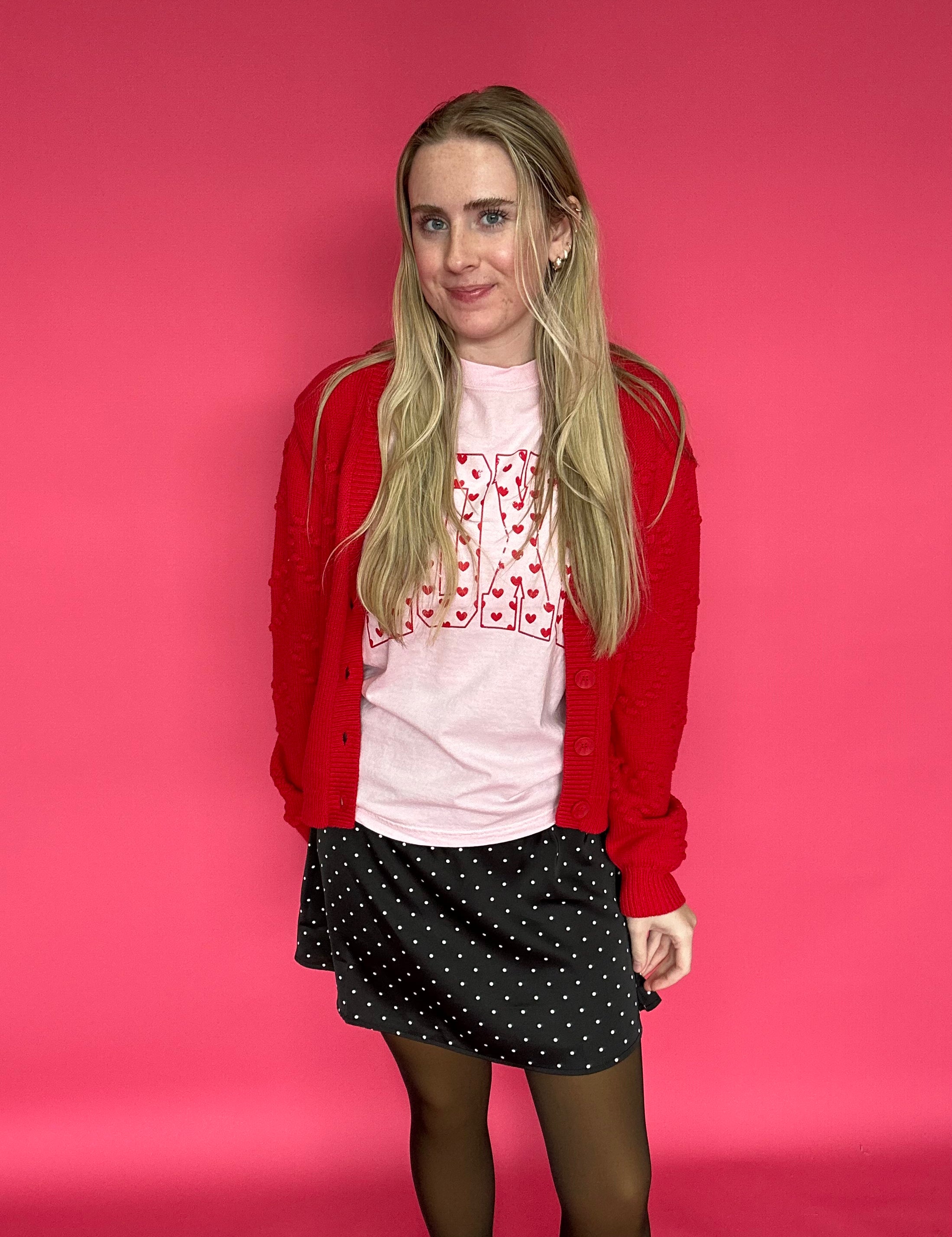 XOXO Heart Comfort Colors Tee in Pink