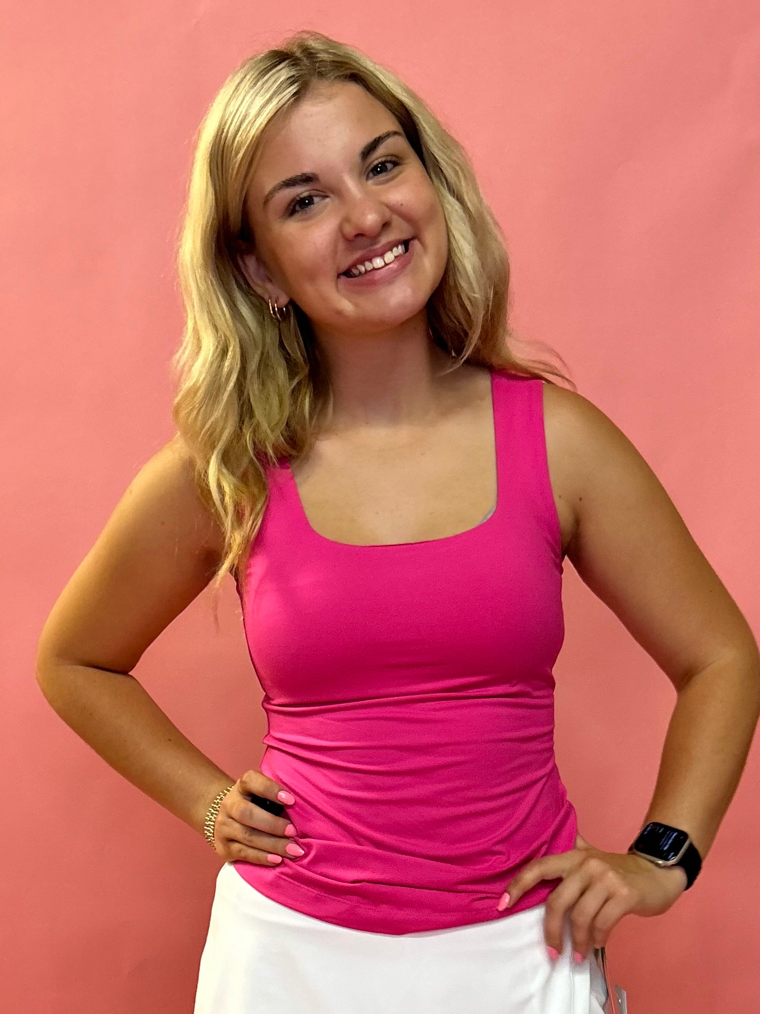 Your Favorite Square Neckline Tank Top in Sonic Pink