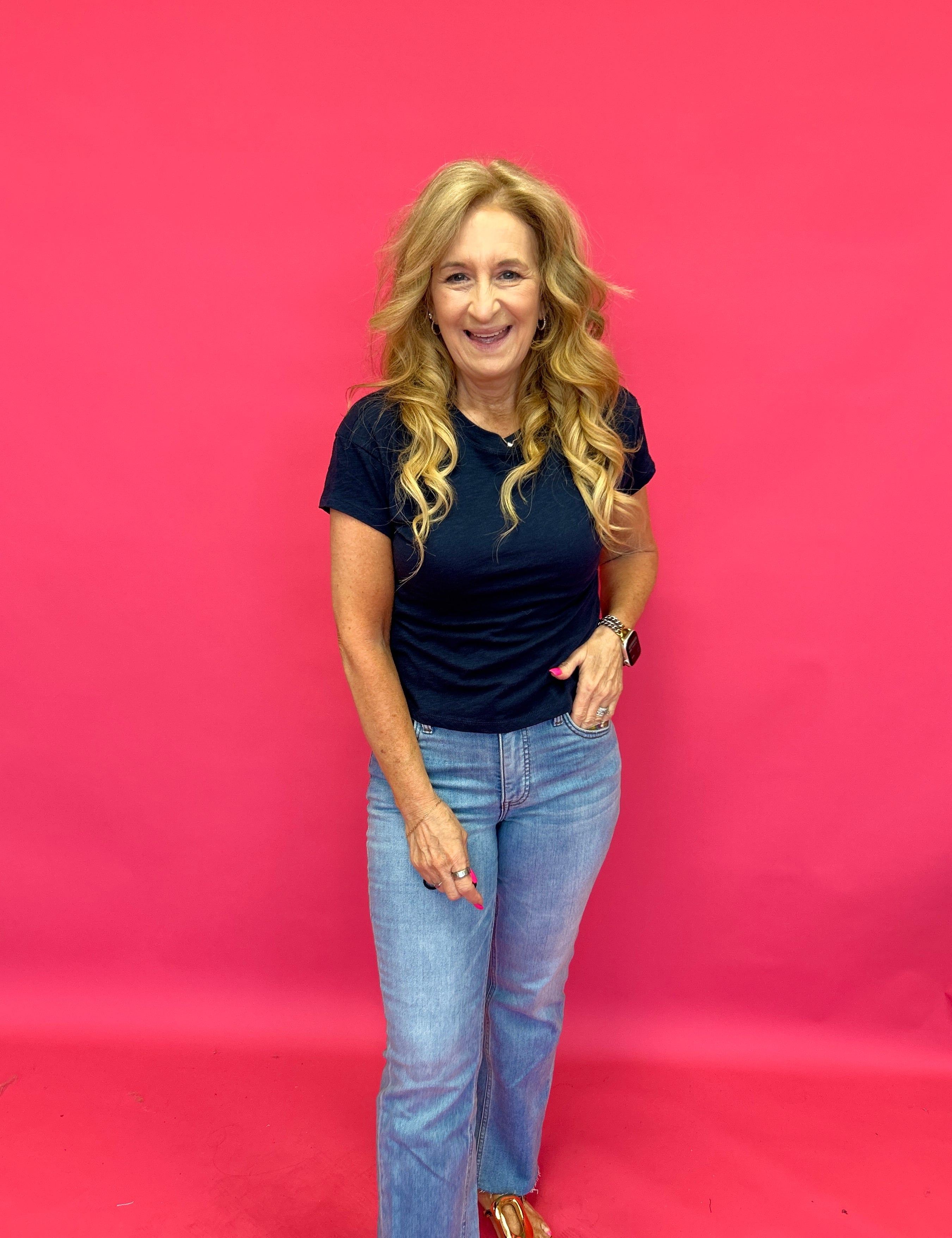 Kelsey High Rise Crop Flare in Medium Wash - Shabby 2 Chic Boutiques