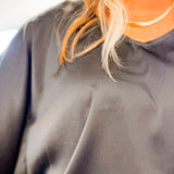 Zaye Satin V-Neck Top in Black