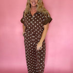 Zip & Go Polka Dot Knit Set in Brown