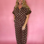 Zip & Go Polka Dot Knit Set in Brown