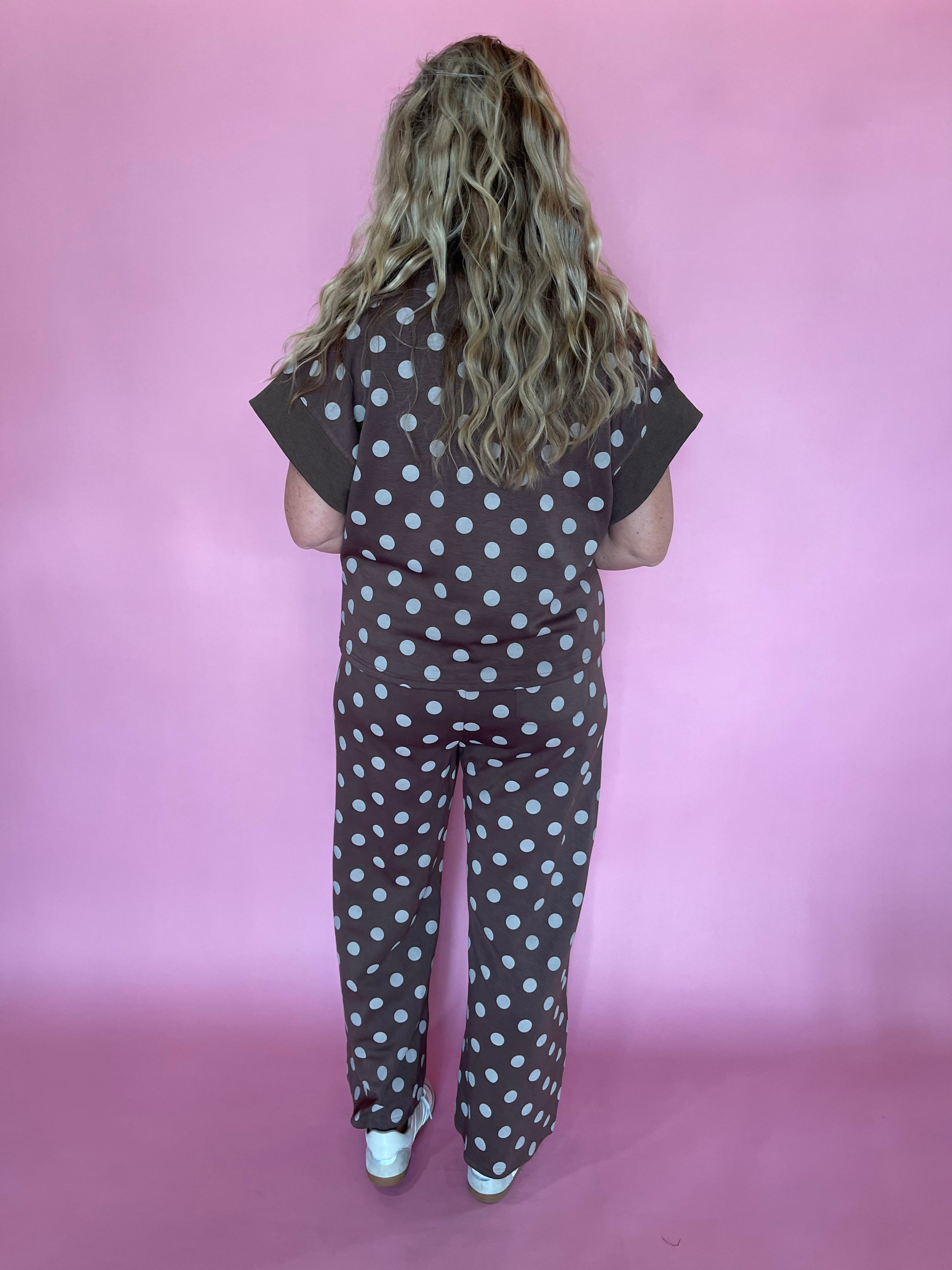 Zip & Go Polka Dot Knit Set in Brown
