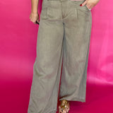 Zipper Front Wide Leg Trousers in Hazelnut