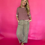 Zipper Front Wide Leg Trousers in Hazelnut