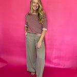 Zipper Front Wide Leg Trousers in Hazelnut