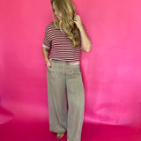 Zipper Front Wide Leg Trousers in Hazelnut