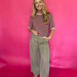 Zipper Front Wide Leg Trousers in Hazelnut
