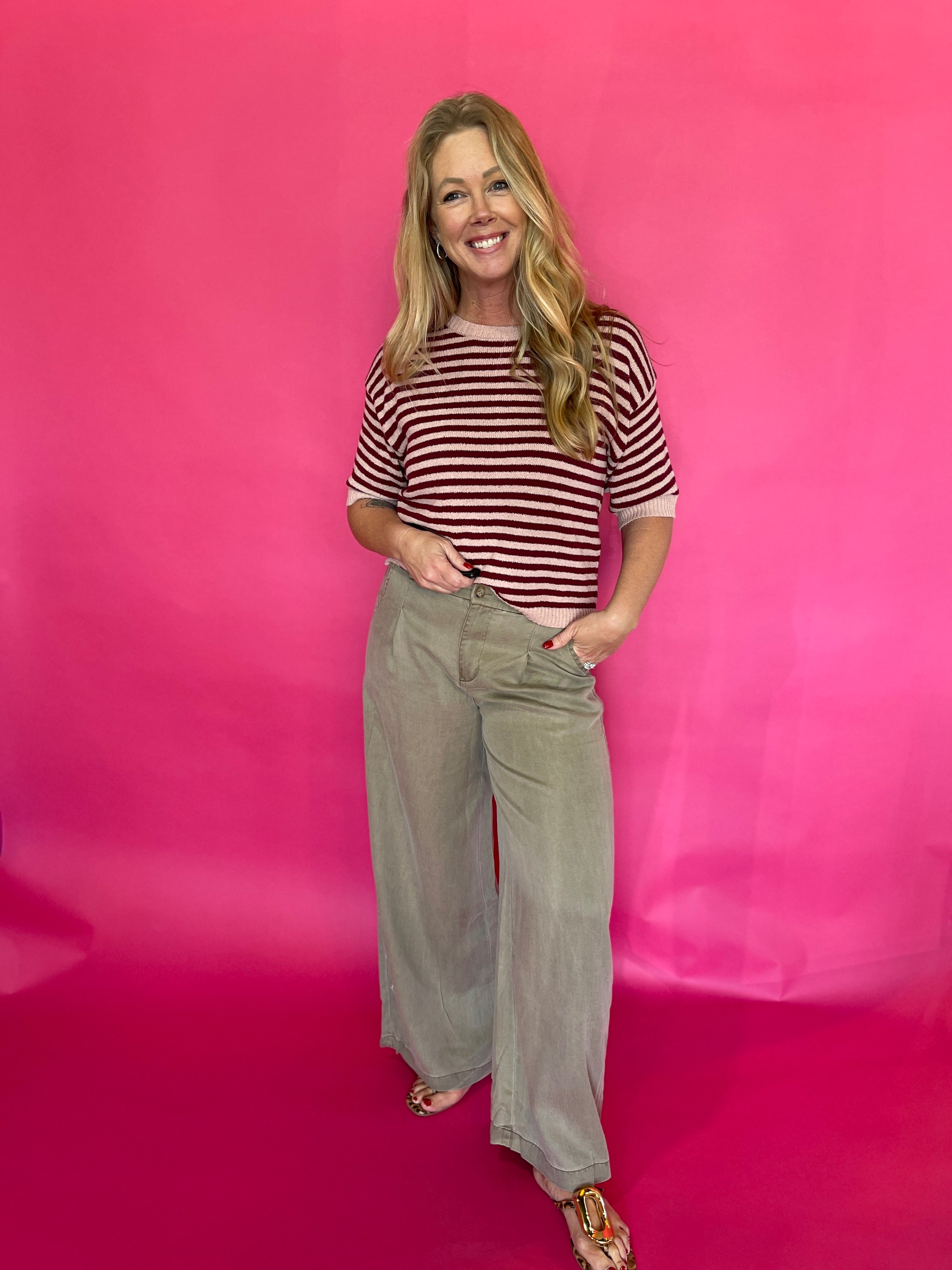 Zipper Front Wide Leg Trousers in Hazelnut