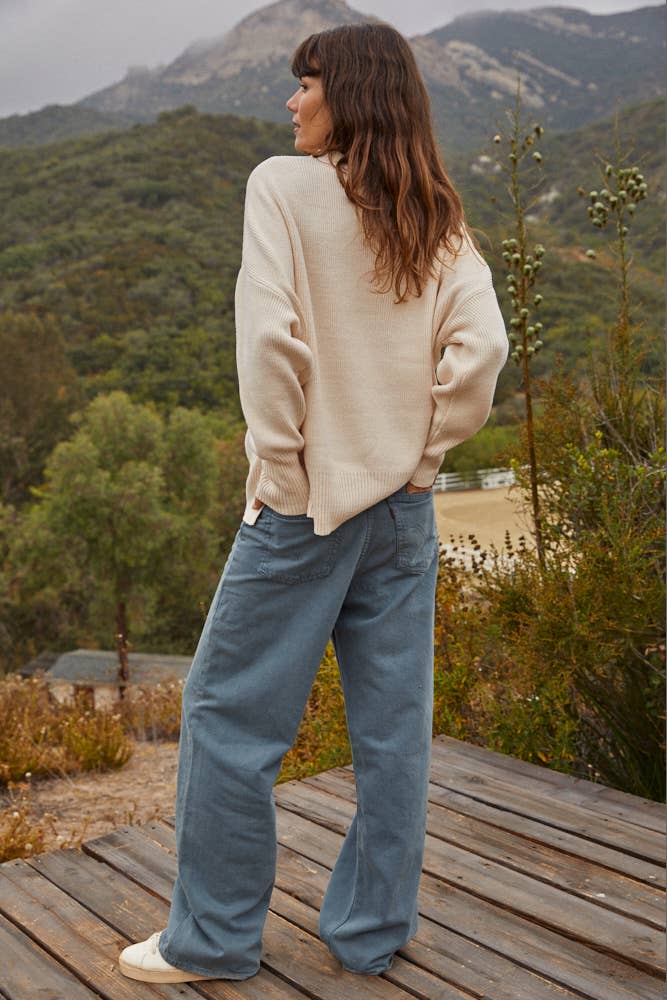 Elouise Knit Oversized Pullover Sweater in Oatmeal