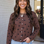 Dot About Town Button-Front Cardigan
