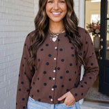 Dot About Town Button-Front Cardigan