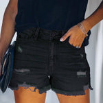 Summer Edge High-Rise Denim Shorts in Grey