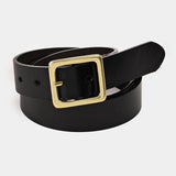 Genuine Leather Square Buckle Belt in Black