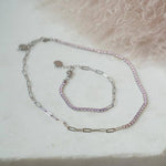 Split Tennis Chain Necklace in Pink