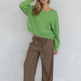 Chloe Cozy V-Neck Sweater in Pink