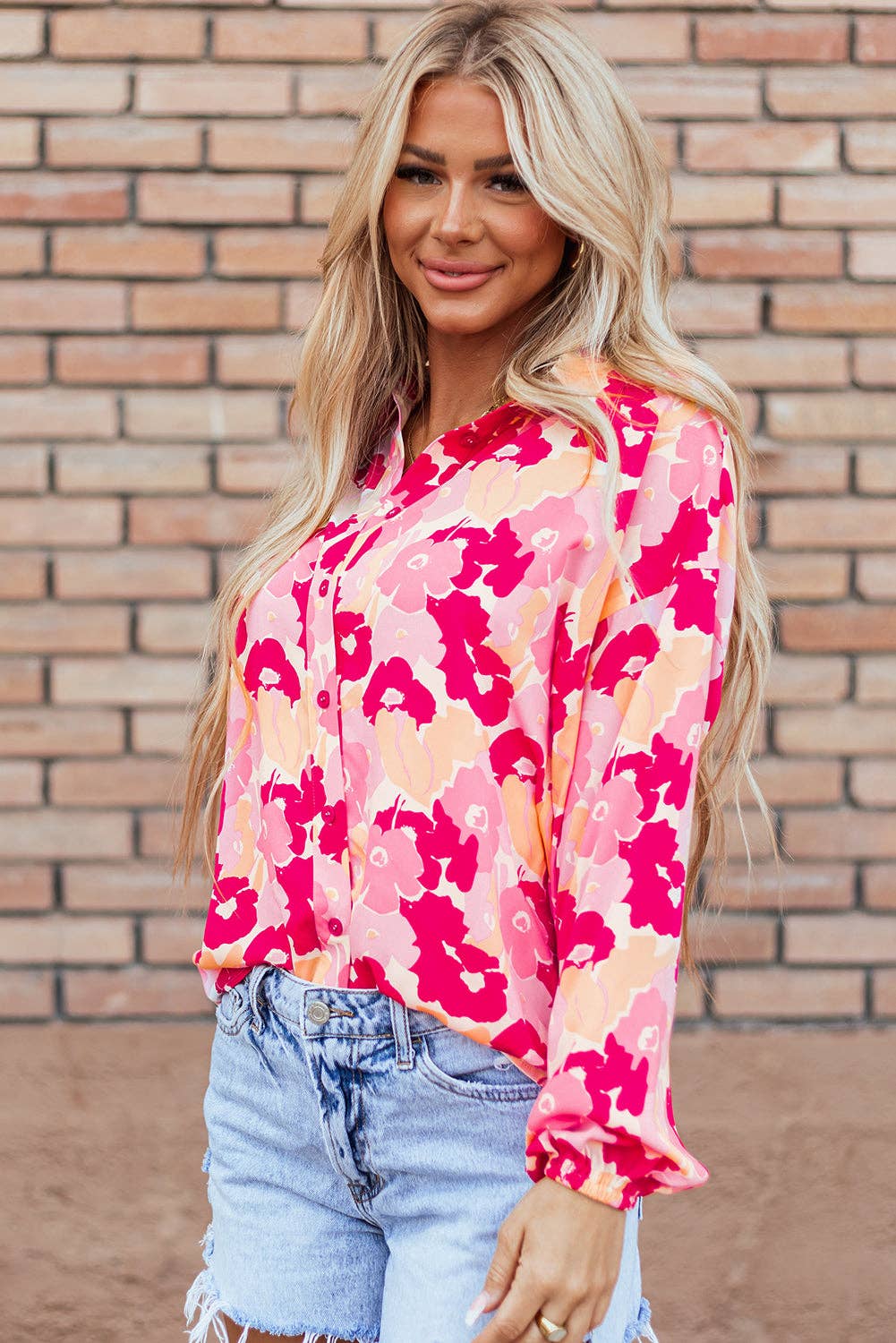 Floral Flourish Button Down Blouse