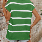 Striped Serenity Short Sleeve Knit Sweater in Green