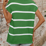 Striped Serenity Short Sleeve Knit Sweater in Green