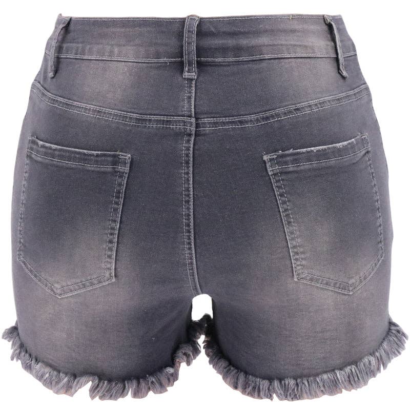 Summer Edge High-Rise Denim Shorts in Grey