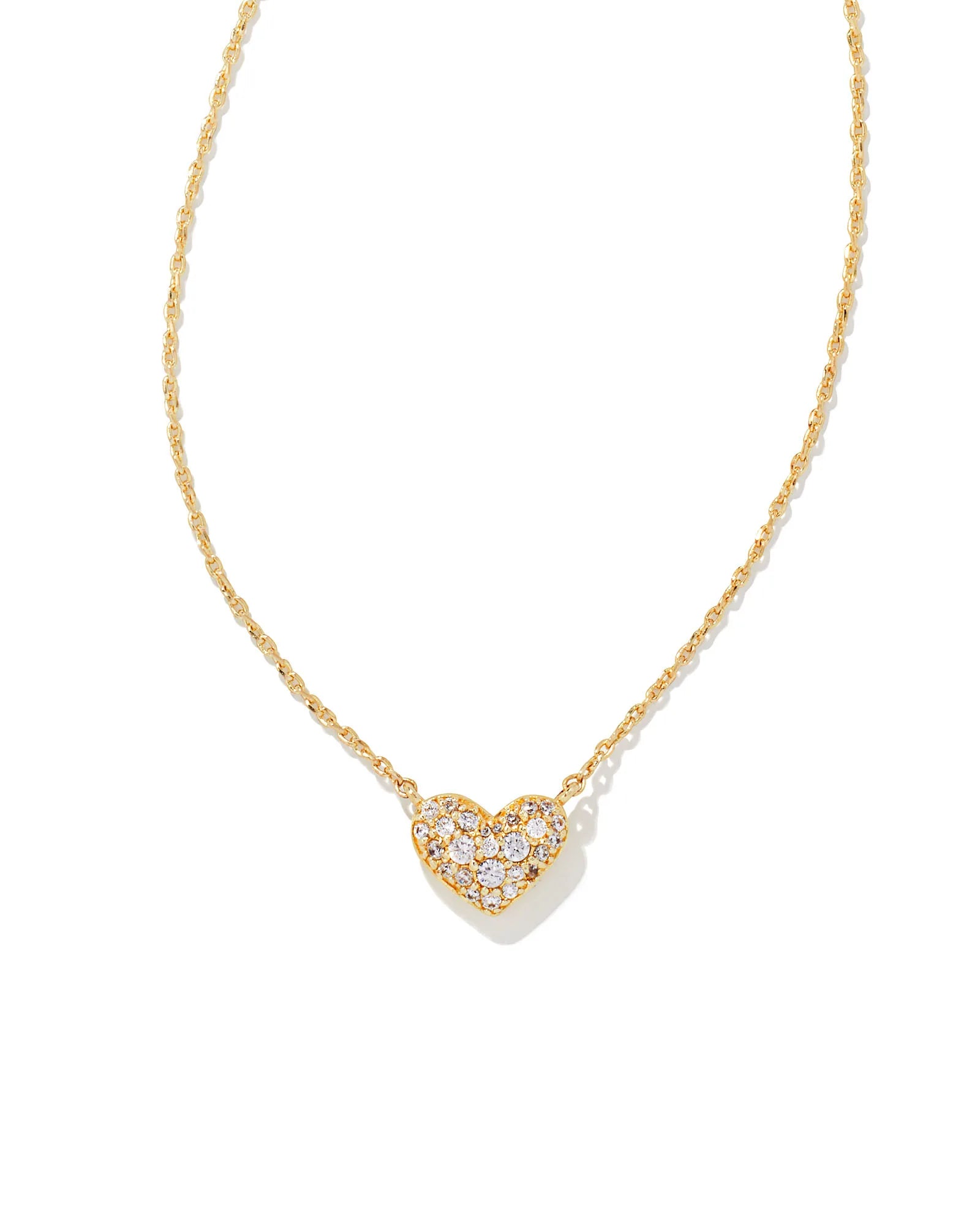 Ari Gold Pave Crystal Heart Necklace in White Crystal