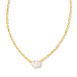 Cailin Gold Pendant Necklace in White Crystal