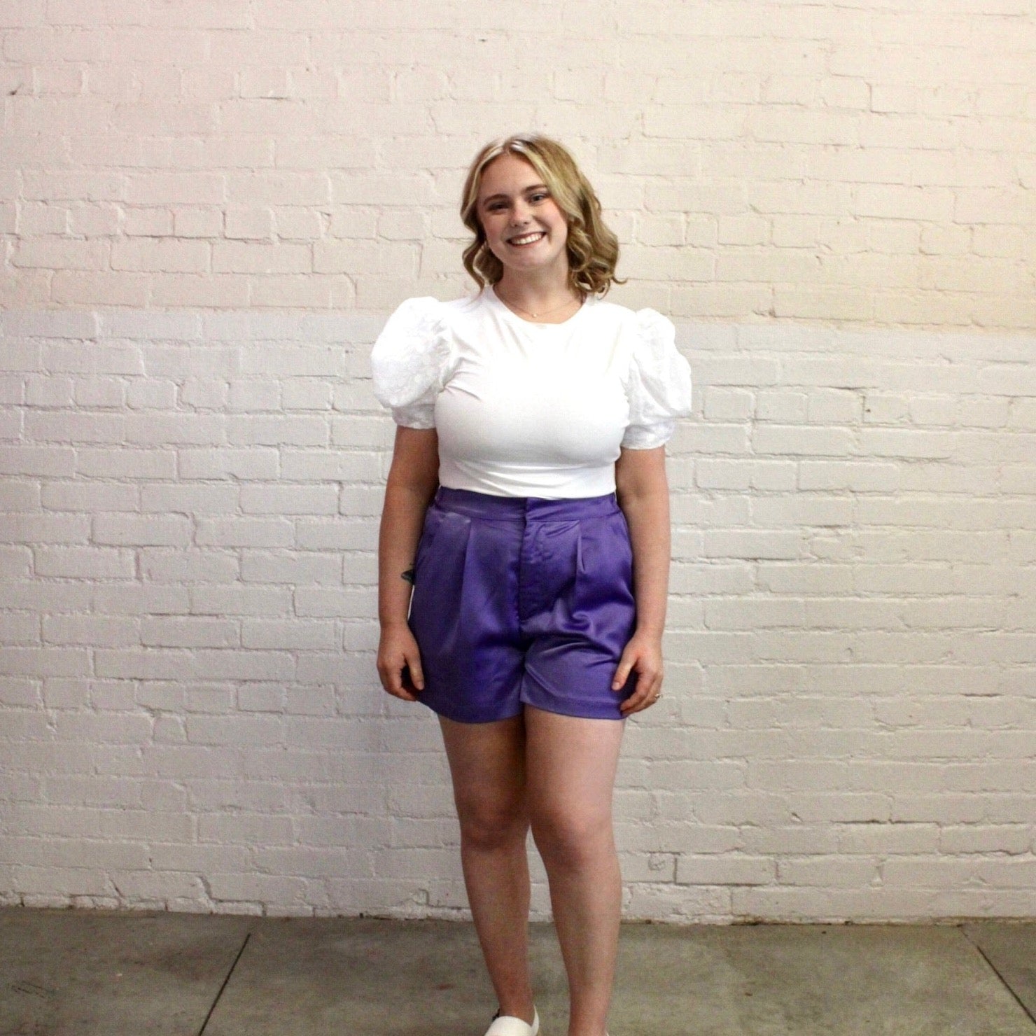 Bailey Pocketed Satin Shorts in Lavender