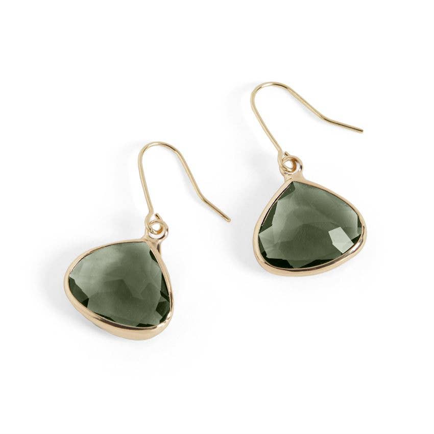 Dew Drop Earrings - Olive/Gold: Olive