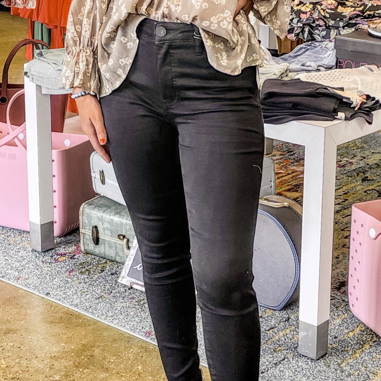 Donna High Rise Fab Ab Ankle Skinny Black
