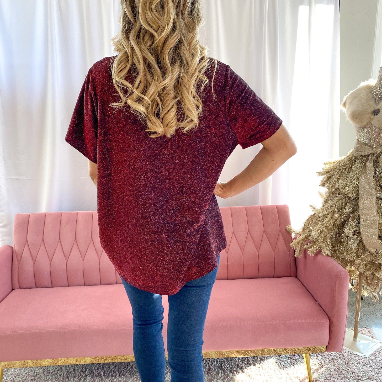 Festive Red Shimmer Tunic-Shabby 2 Chic Boutiques