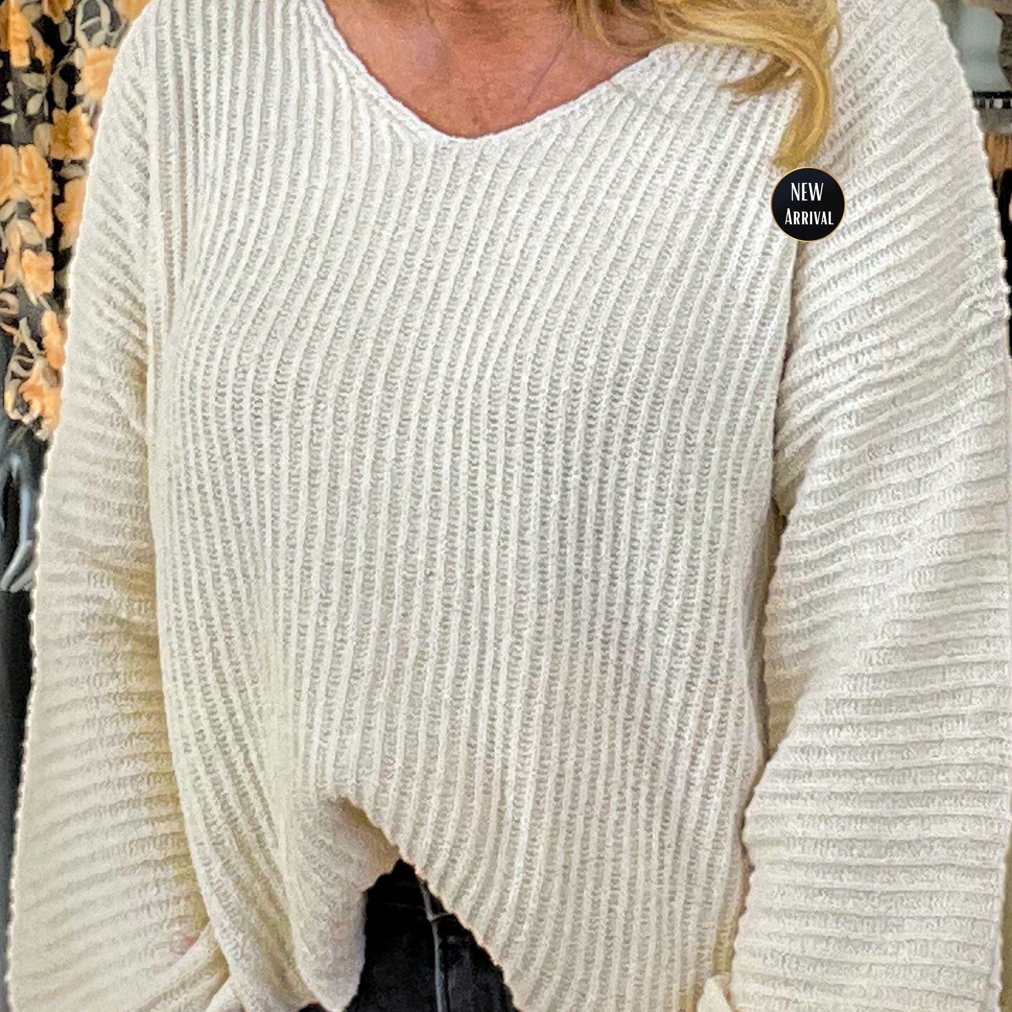 Joni V-Neck Pullover Sweater in Adobe White