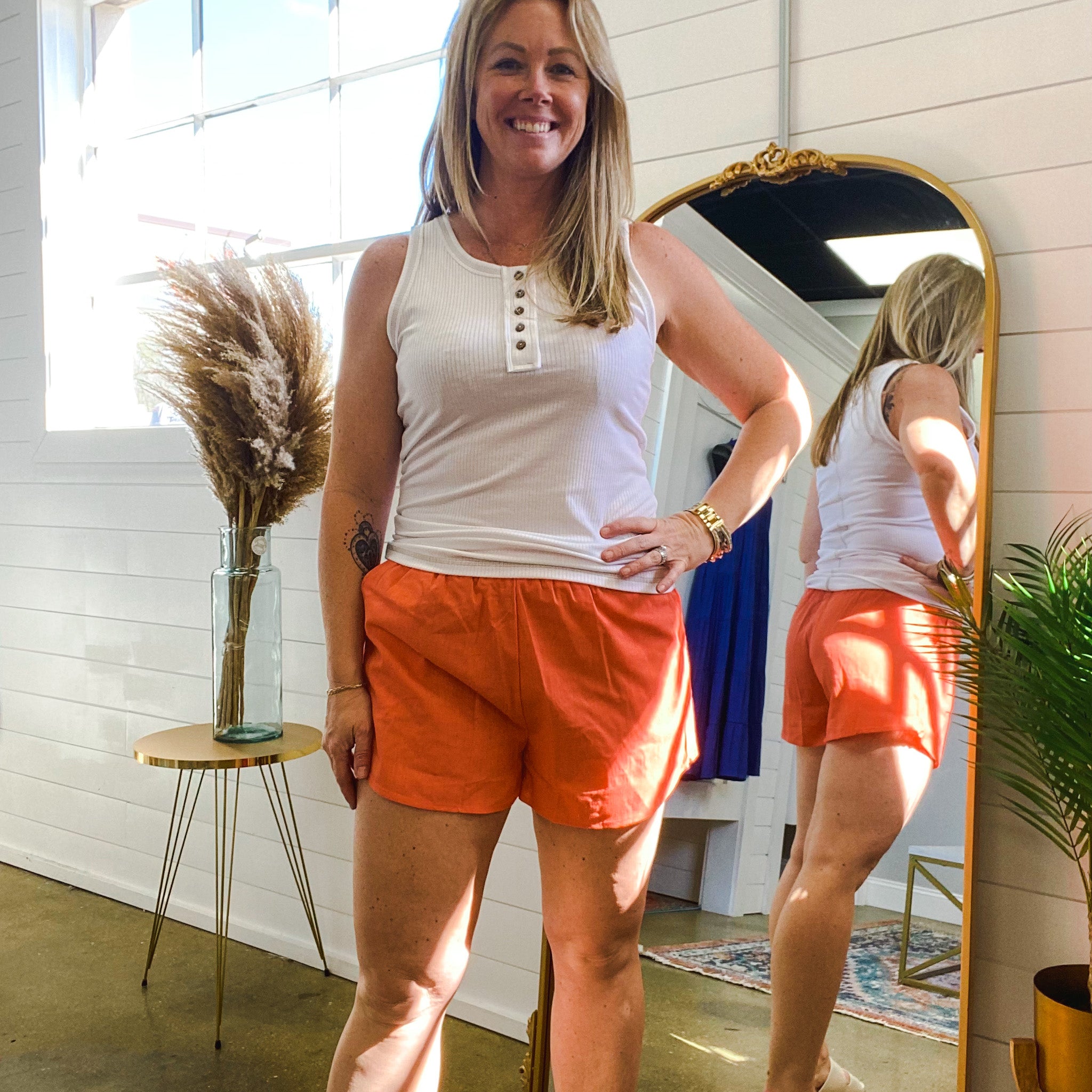 Infinity Cotton Shorts in Coral