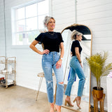 Wilder Sheer Short Sleeve Top in Black