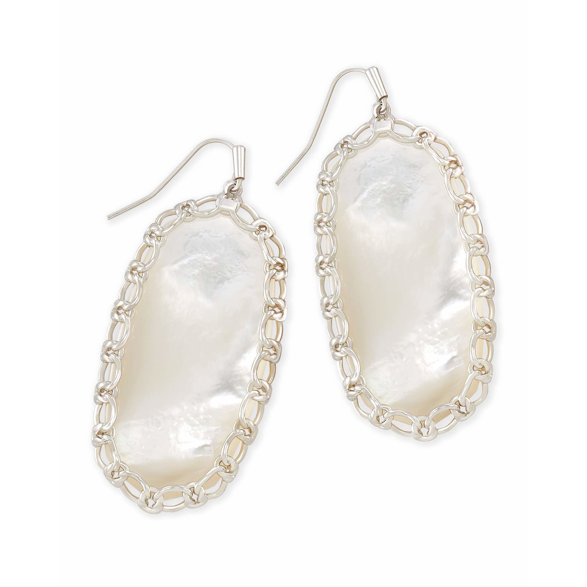 Macrame Danielle Silver Earrings in Ivory Mother-of-Pearl